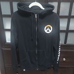 Black Zip-Up Hoodie with Logo